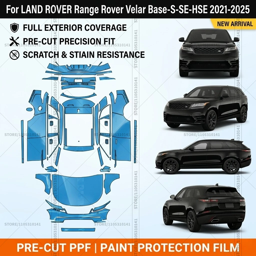 

Предварительно нарезанная прозрачная защитная пленка PPF для бампера автомобиля Land Rover Range Rover Velar Base-S-SE-HSE 2021-2025