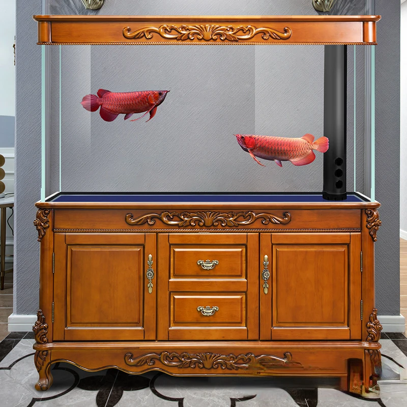 

Large High-End Office Bottom Filter Ecology New Super White Dragon Fish Tank Household Solid Wood Solid Wood