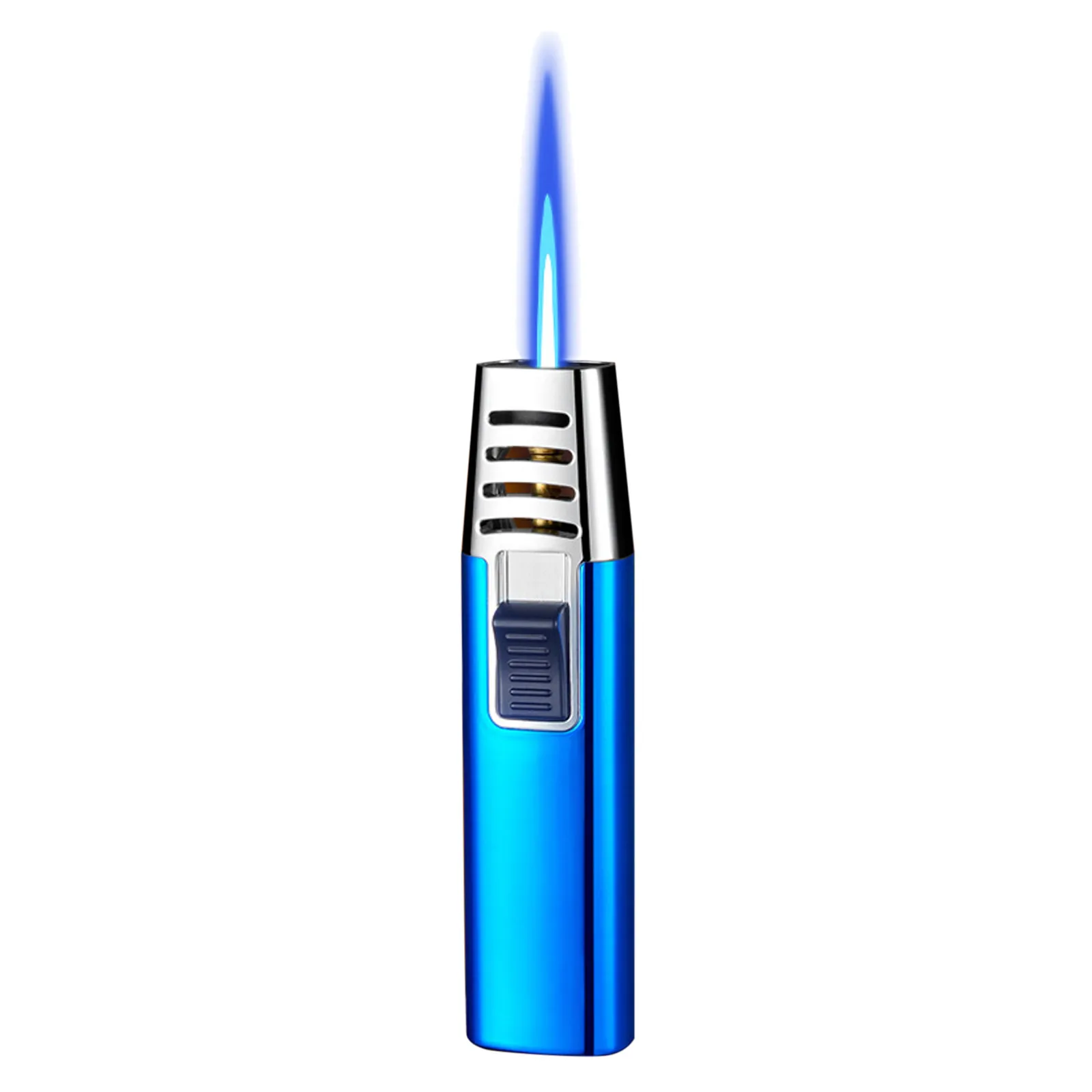 Windproof Straight Torch Blue Flame Torch Turbine Torcher Inflatable Windproof Refillable For Outdoor BBQ Baking Daily Use