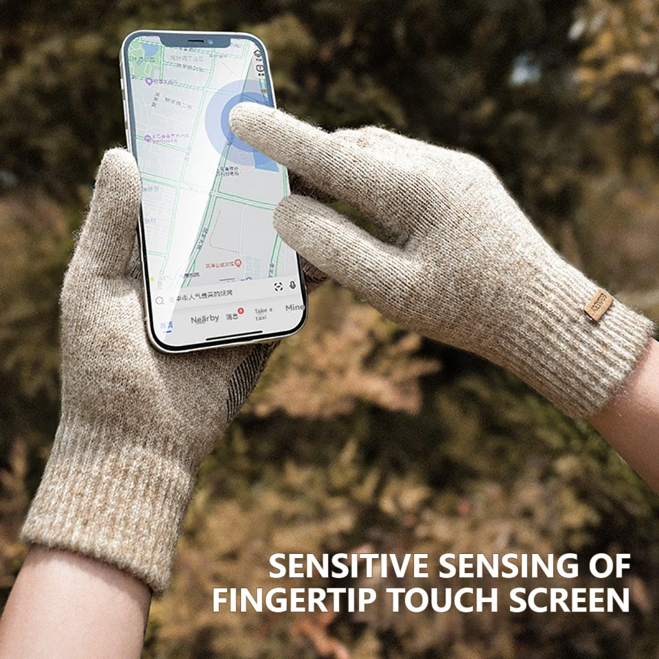 GTUBIKE شتاء دافئ قفازات محبوكة الهاتف المحمول شاشة تعمل باللمس قفازات محبوكة الشتاء سميكة الدافئة في الهواء الطلق قفازات للرجال والنساء #5