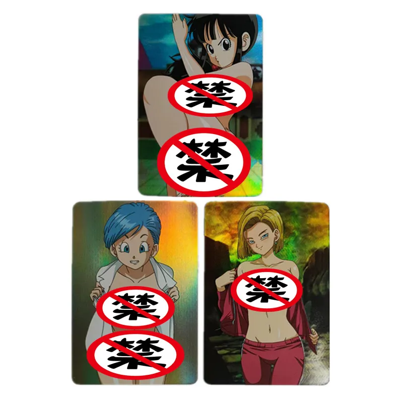 

3Pcs/set Anime Dragon Ball Heroine Android No. 18 Kiki Bulma ACG Sexy Nude Card Classic Toy Game Comic Gift Collection Card