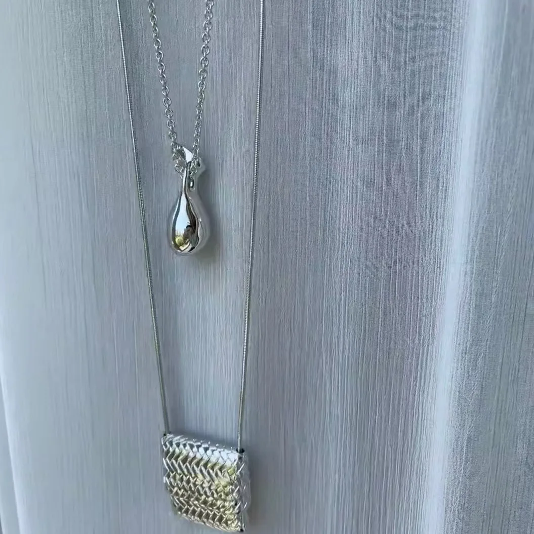

Brass Long Chian Bottle Bag Pendant Necklace Women Jewelry Punk Party T Show Gown Runway Korean Japan INS