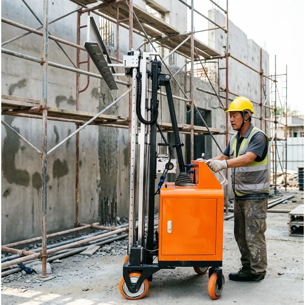 Lime Render Wall Plaster Machine Wheeled Portable Auto Screeding Villa Interior Base Wall Smoothing Tool Wall Plastering Machine