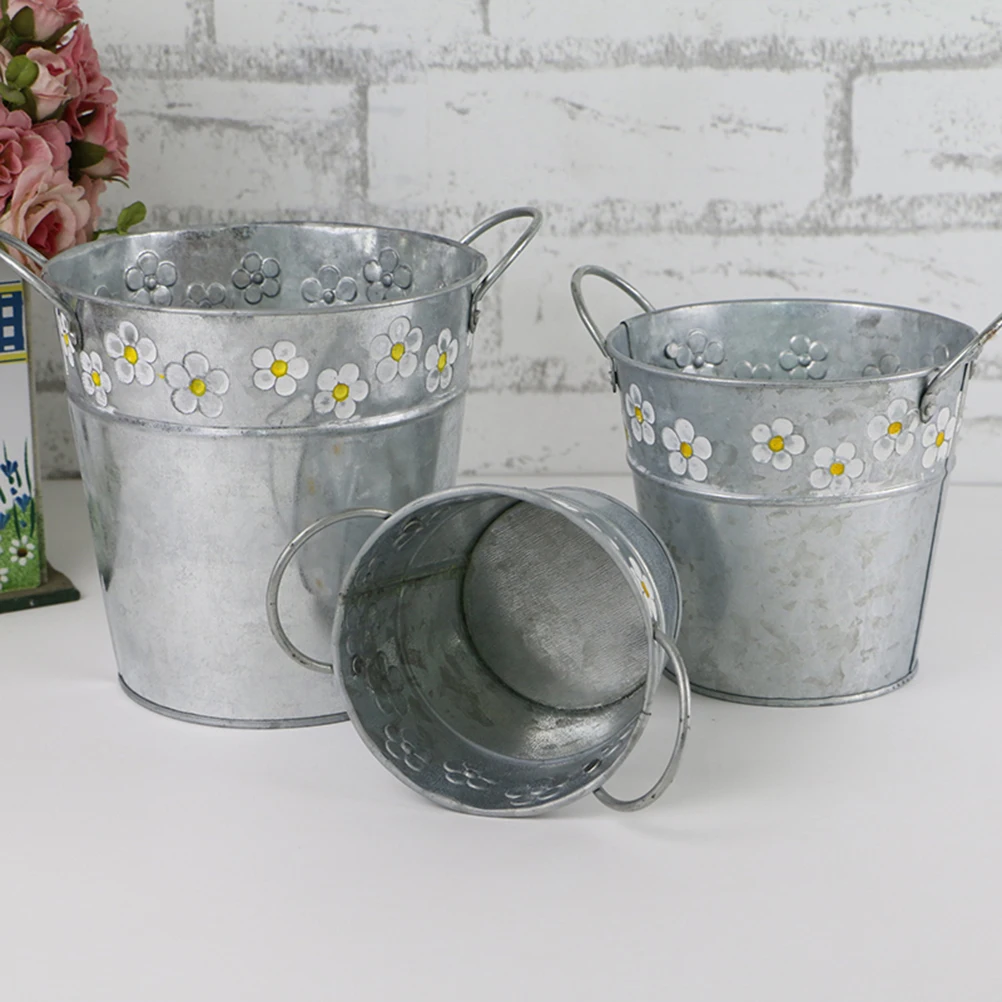 

Iron Flowerpot Creative Bucket for Plant Pot Storage Container Decoration Rustic Metal Planter Succulent Cactus