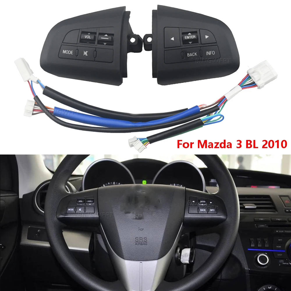 New Steering Wheel Switch Cruise Control Audio Button For Mazda 3 BL For Mazda CX5 CX-7 2011-2015 With Red backlight