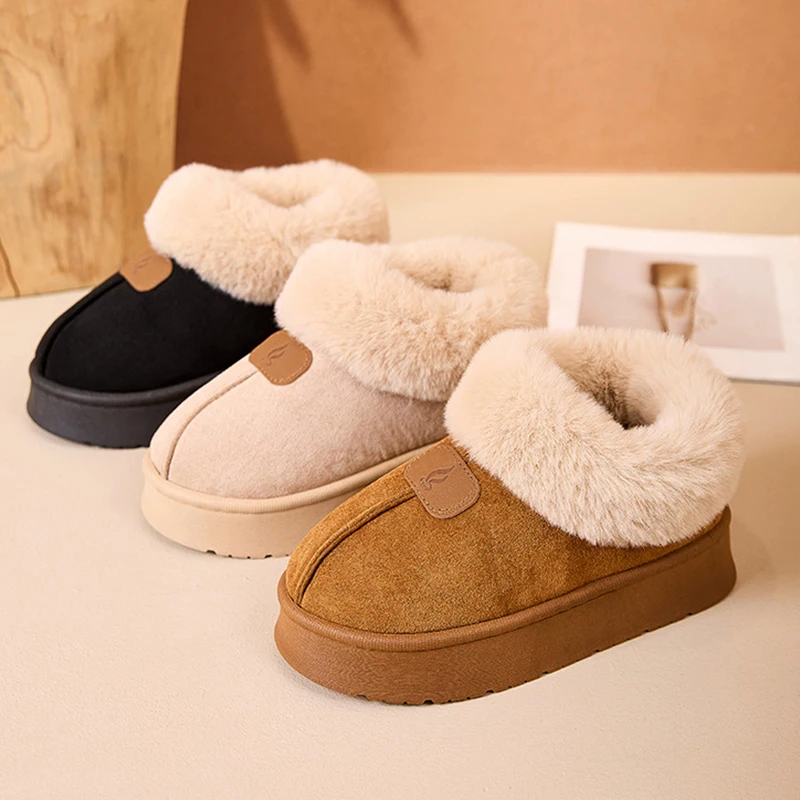 

Thick Bottom Fluffy Fur Snow Boots Women Comfort Non Slip Thiken Plush Winte Boots Woman Slip On Warm Cotton Padded Shoes Female