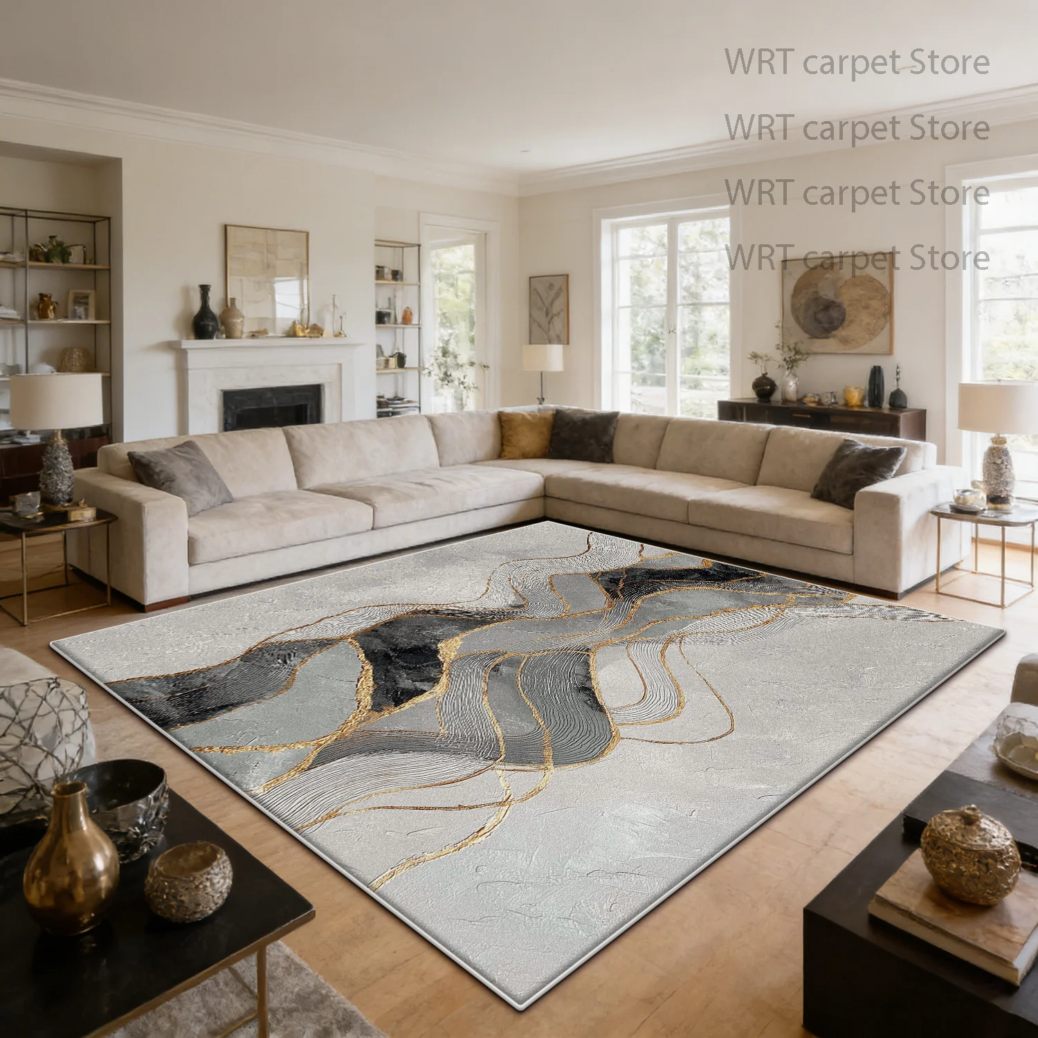 Nordic Light Luxury Decoration Large Carpet Marble Style Living Room Non-slip Washable Rug 200x300 Lounge Sofa Tables Floor Mat