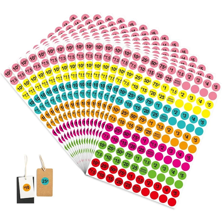 

Garage Sale Price Stickers 2100 PCS 3 4 Ih Price Stickers for Yard Sales Flea Markets County Fs and Retail Use Pricemarker Labe