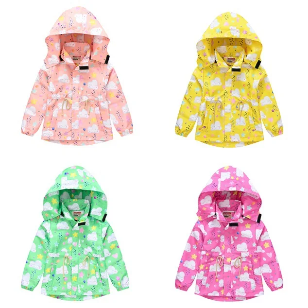 

Spring and Autumn Girl Lovely Children Leisure Outwear Hood Trench Coat