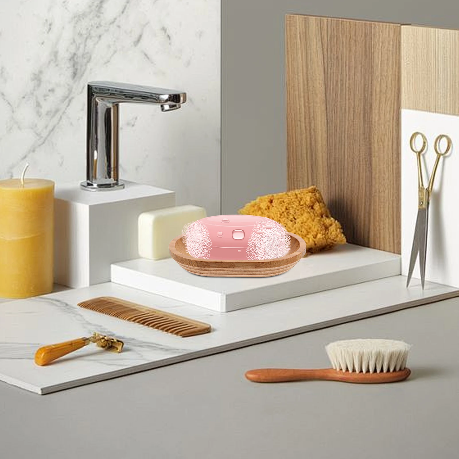

Bamboo Soap Dish Rustic Draining Holder Vanity Sink Tray Bathroom Bar Kitchen Countertop Organizer