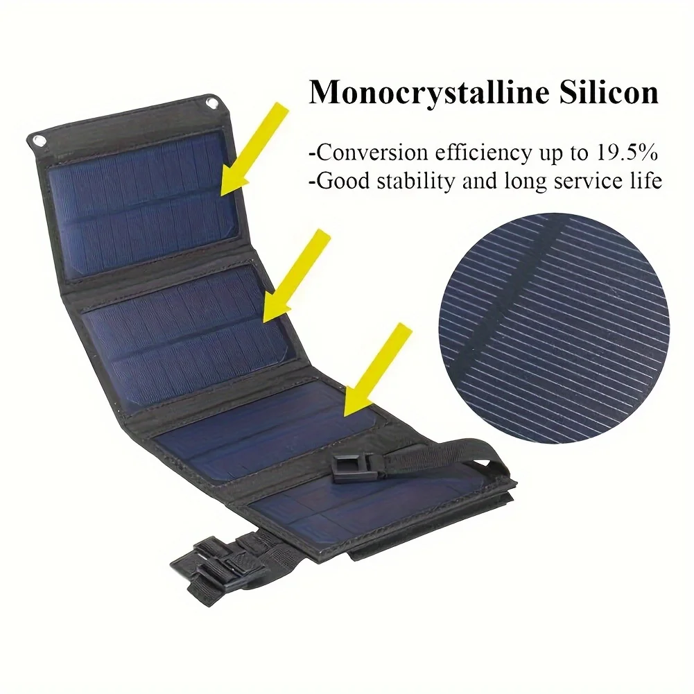 Portable Solar Panel 5V USB Type-C Charge Flexible Foldable Kit  Lightweigh System For  Phones Car Camping Hiking Power Banks