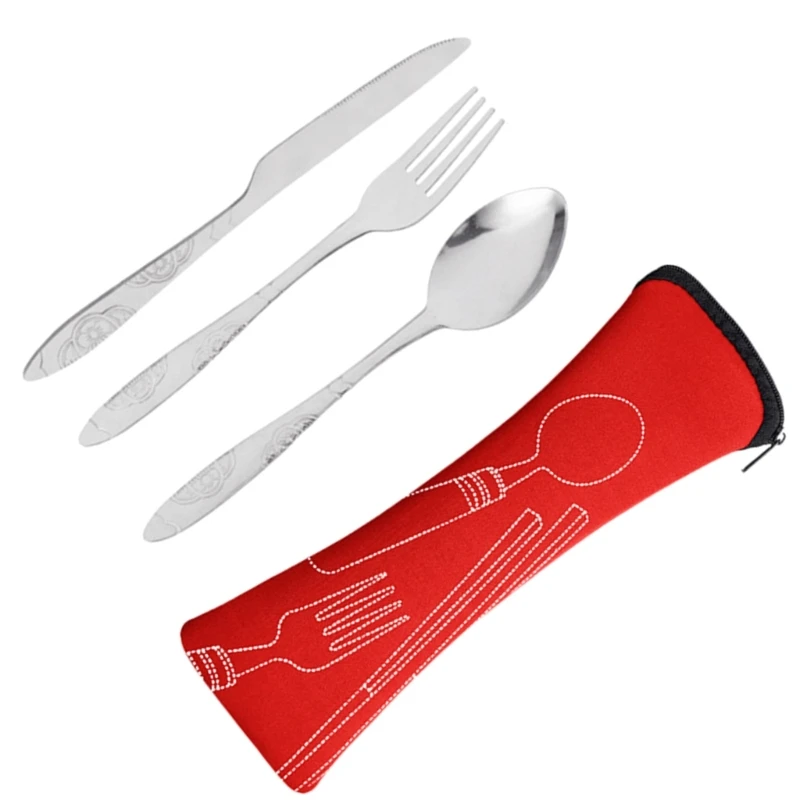 Camping Utensils Hiking Cutlery Set Portable Stainless Flatware Spoon Fork Knife