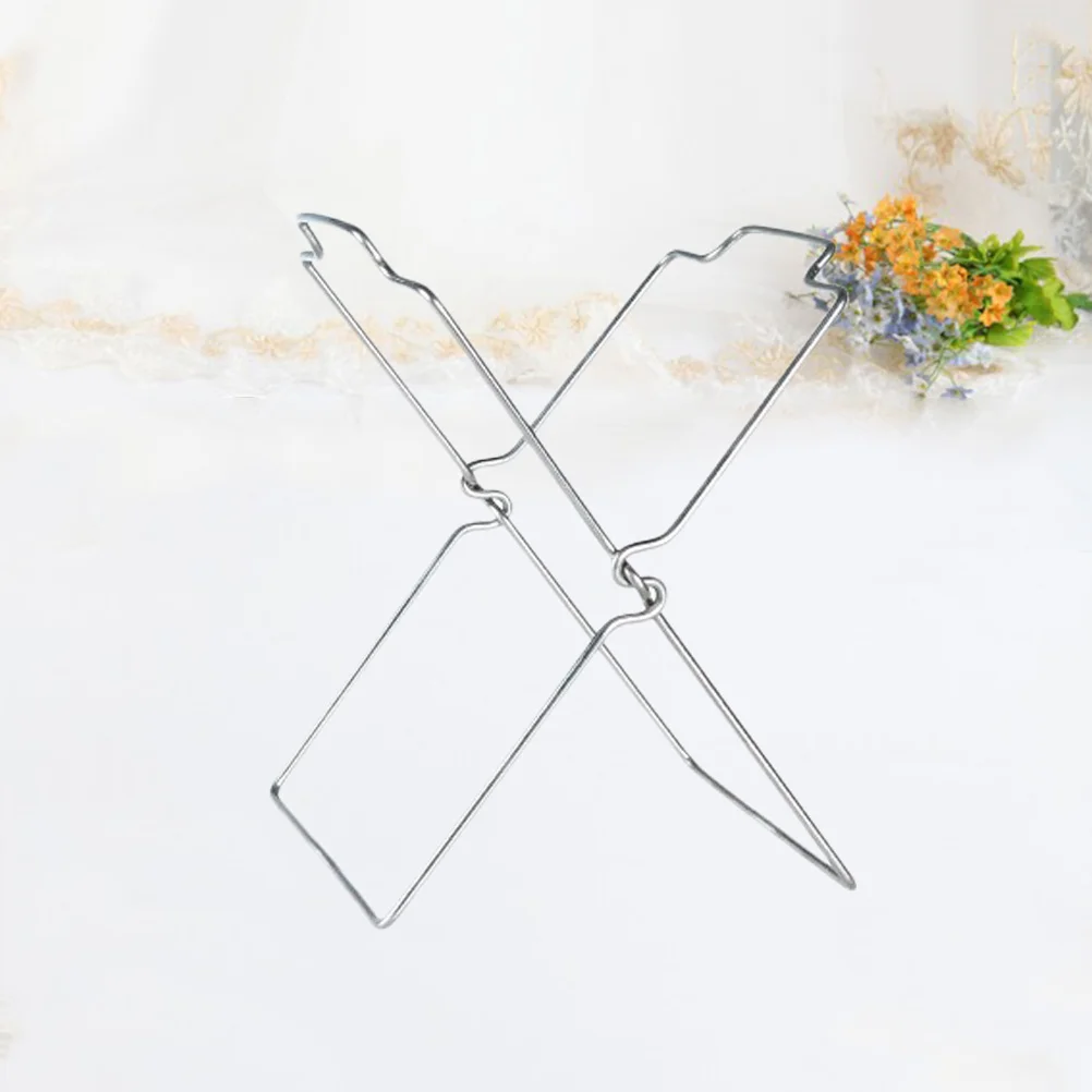 

Silver Stainless Steel Trash Bag Bracket Home Kitchen Organizer Countertop Folding Design Versatile Use Lawn Work Storage