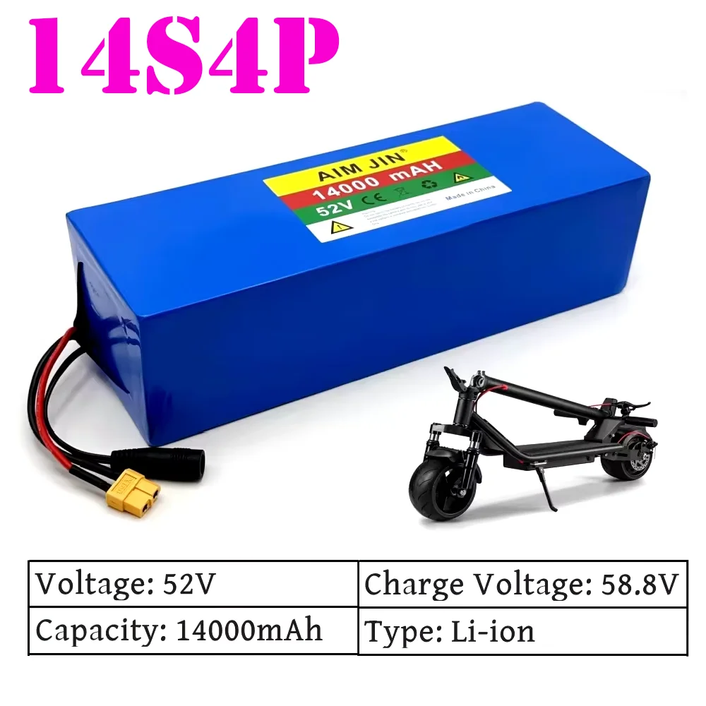 

52V 14S4P 14000mah battery pack 1500W with BMS for Balance Car, Bike, Scooter, Tricycle 18650 Lithium Battery