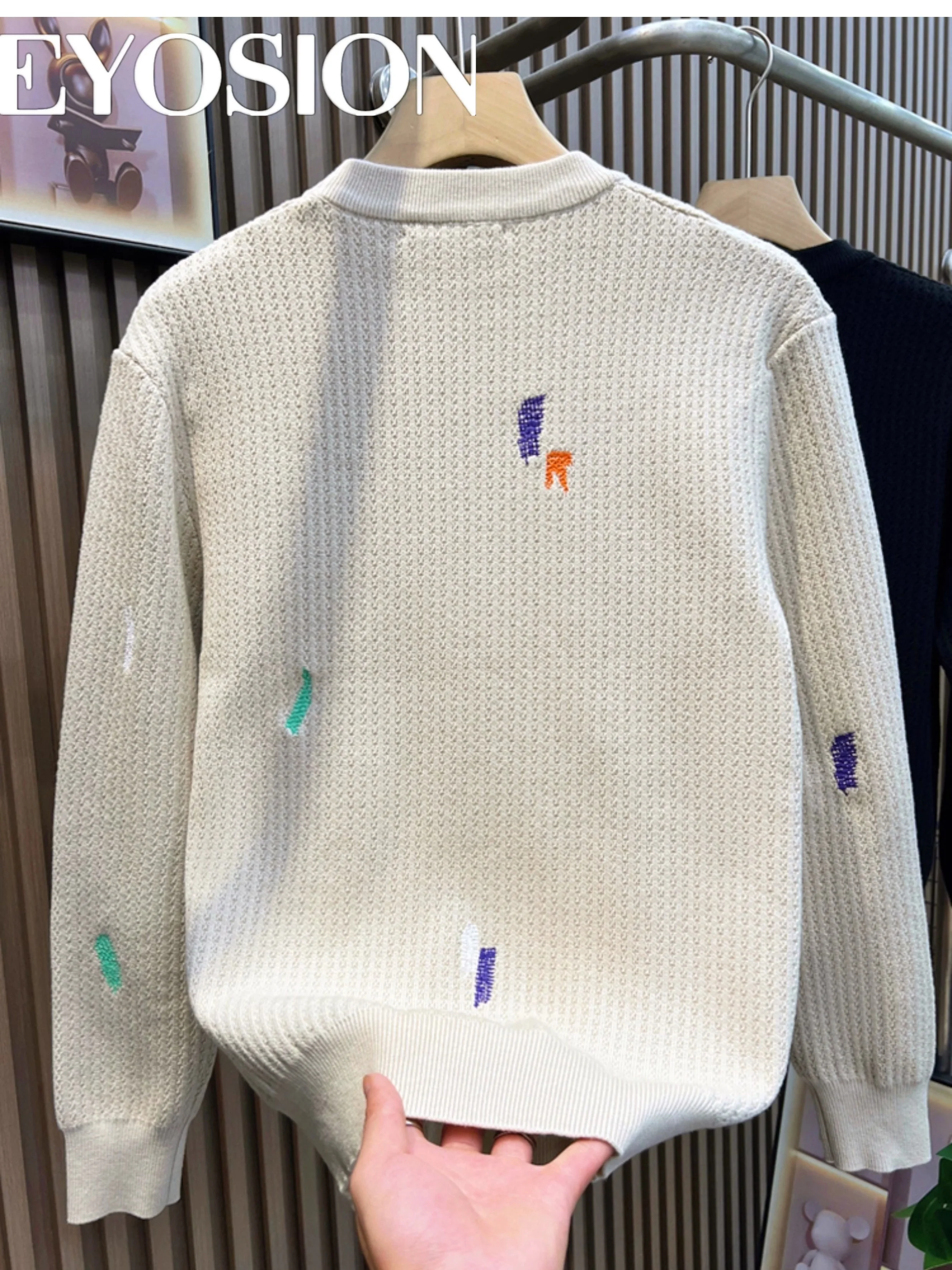 Nuovo maglione girocollo ricamato di alta qualità maglione basic autunno inverno da uomo pullover con camicia base interna alla moda