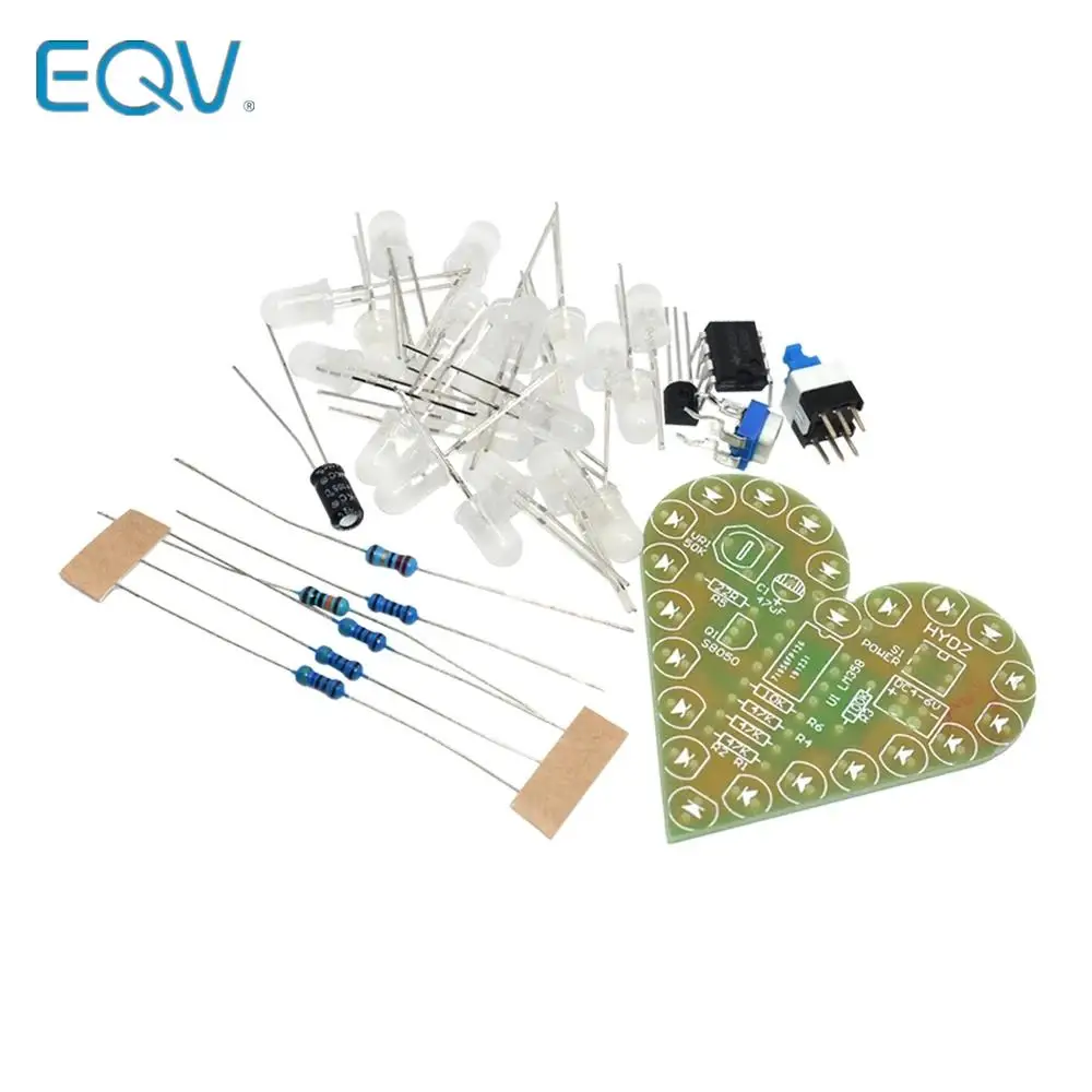 DIY Kit Heart Shape Breathing Lamp Kit Breathing LED Suite Red White Blue Green Electronic Production for Learning laboratory