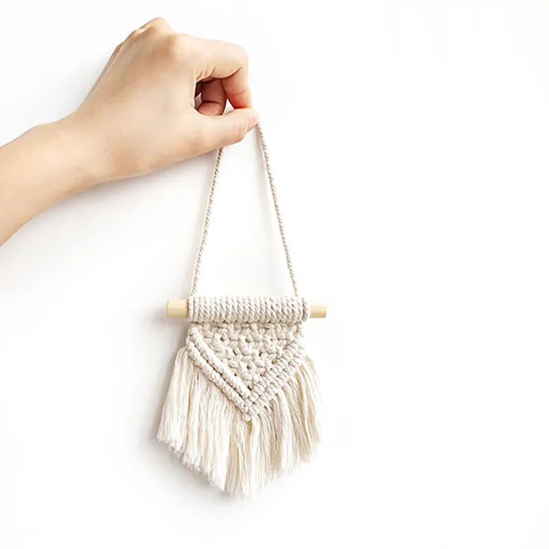 Arazzo intrecciato a mano bohemien appeso a parete in cotone fatto a mano per bambini camera da letto per bambini artigianato decorazione accessori