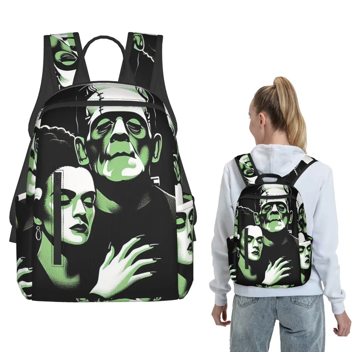 

Frankenstein And Bride Movie Backpack Daypack Children BookBag School Bag Shoulder Bags for Men Women