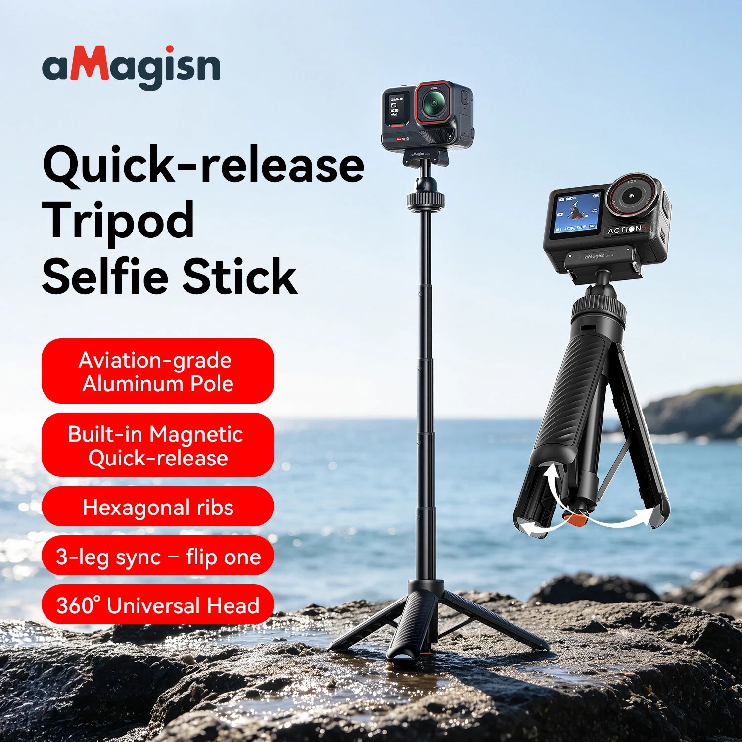 Photography Basics - Tripé de Selfie Extensível aMagisn com