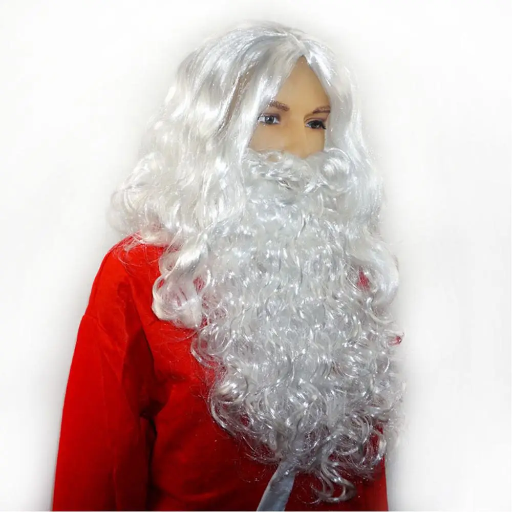 Christmas Halloween Santa Wig & Beard Cosplay Costume Accessories White Beard Wig Santa Claus Long Beard DIY Decorations