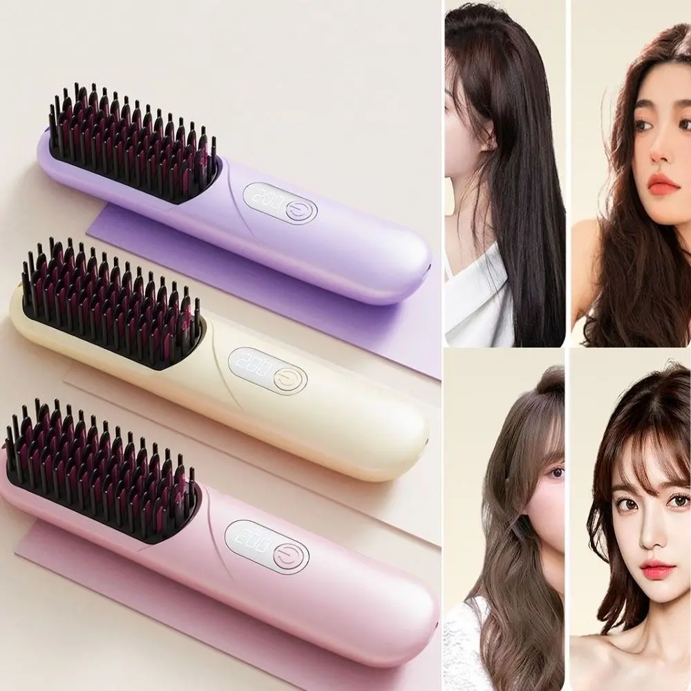 فرشاة فرد الشعر اللاسلكية، شعر مجعد/مستقيم، الاستخدام المزدوج، شاشة ديجيتال، مشط حراري أيوني مضاد للحرق، درجة حرارة 4 مستويات #2