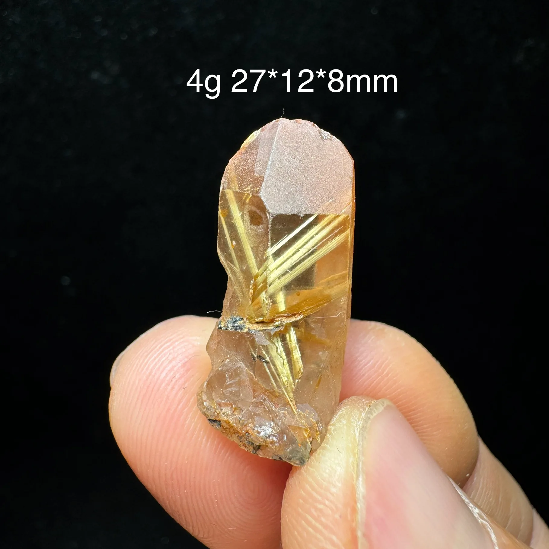 Natural Gold Rutilated Quartz Hair Crystal Mineral Energy Reiki Healing Stone Home Desk Decor view 3