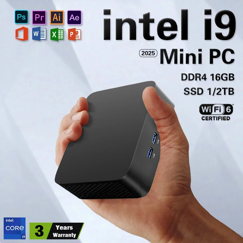 MINI PC Windows 11 Pro Core i9 8950HK DDR4 16GB M.2 SSD 1TB 2TB Computer Gaming Wifi 6 BT5.2 Office UHD Desktop PC Gamer
