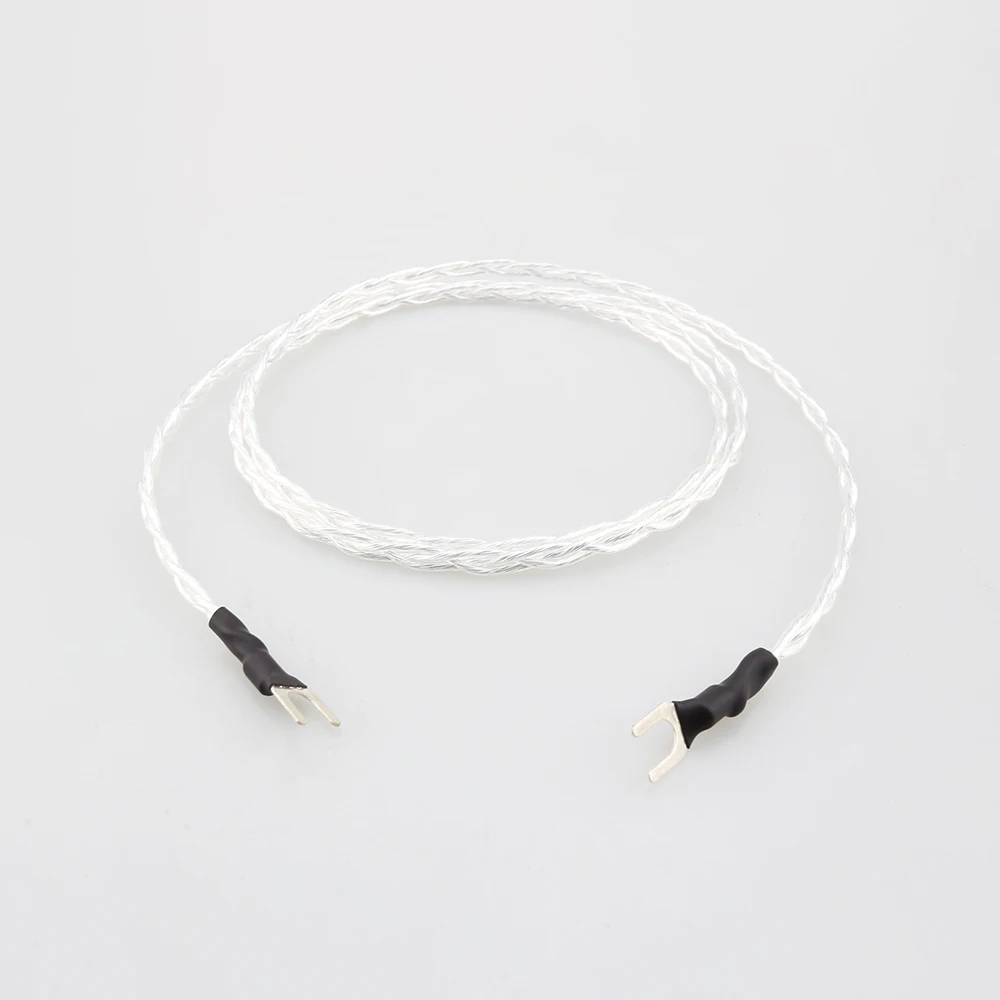 Cable de puente Chapado en plata de alta gama 3AG OFC, amplificador de vinilo LP, cable de tierra Chapado en plata Y, enchufe de pala, Cable de puente hifi