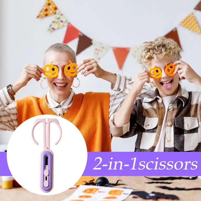 2 In 1 Scissors Retractable Box Cutter 2 In 1 Ergonomic Non-Slip Scissors Lightweight Retractable Box Cutter Portable Gadget