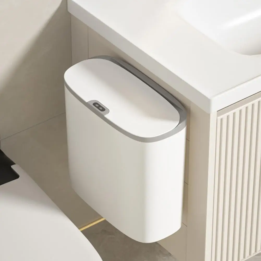 Motion Sensor Trash Can Wall Mounted Narrow Gap Garbage Bin with Automatic Open Lid Hands Free Trash Bin for Kitchen Bathroom