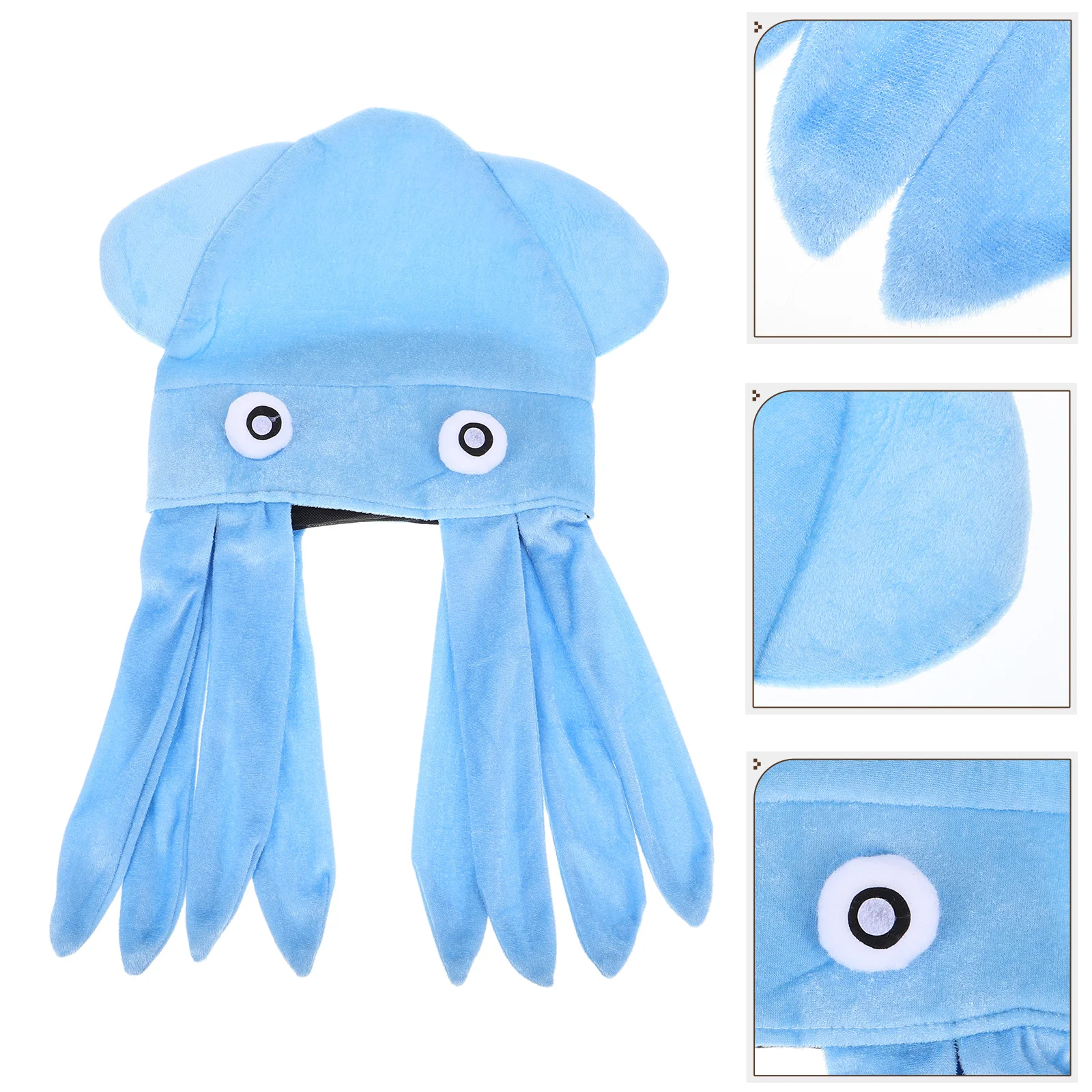 

1pc Octopus Hat Funny Novelty Birthday Hats Adults Blue Composite Fleece Halloween Party Cap Decorative Premium Material