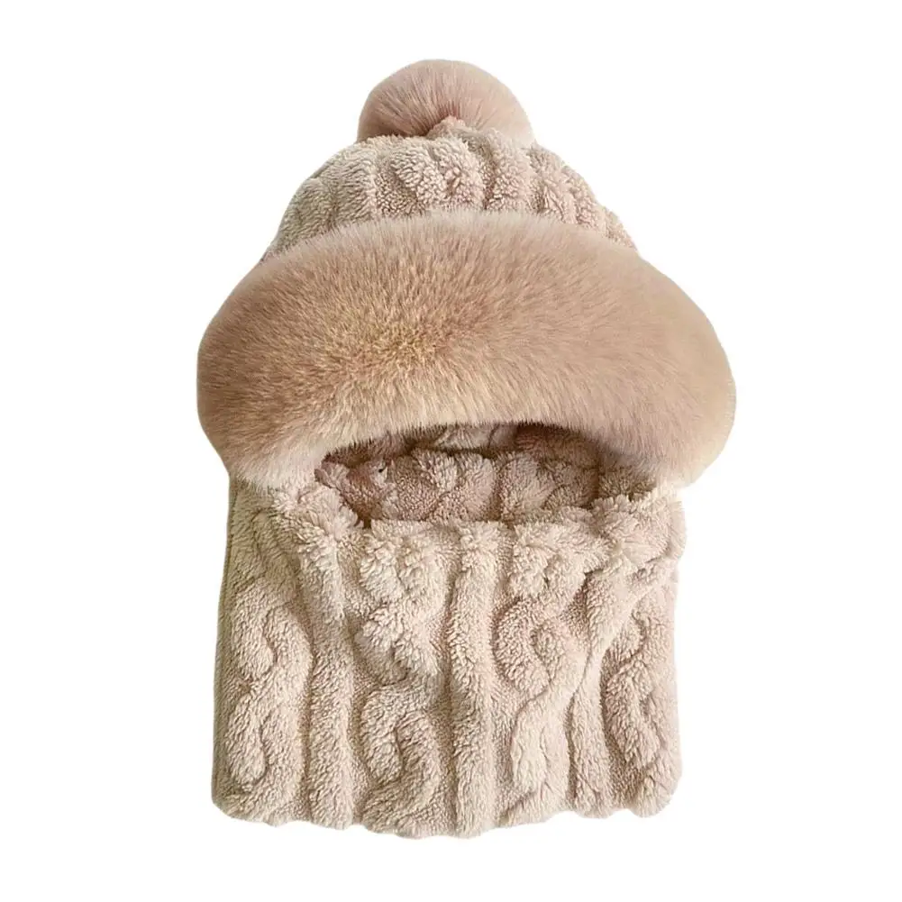 Winter-Schal-Set mit Kapuze für Damen, Plüsch-Hals, warm, Russland, Outdoor, Ski, winddicht, Mütze, dicker Plüsch, flauschige Mützen, Fahrradmütze – Detail 23
