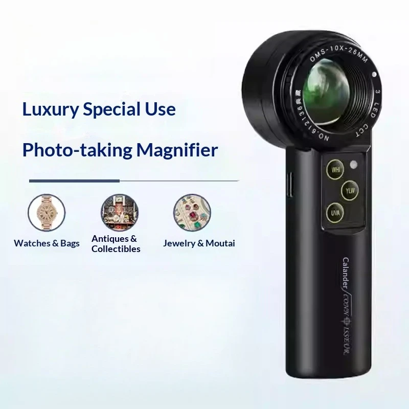 

10X 20X 30X LED Shadowless Achromatic Magnifier Jewelry Loupe for Diamond Gem Jade Watch Coin Antique Identification