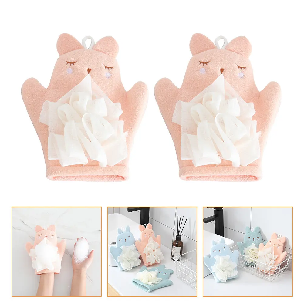 

2 шт. двусторонних отшелушивающих мочалок-перчаток для душа для детей и взрослых, быстросохнущие, с веревкой, для ванной и душа