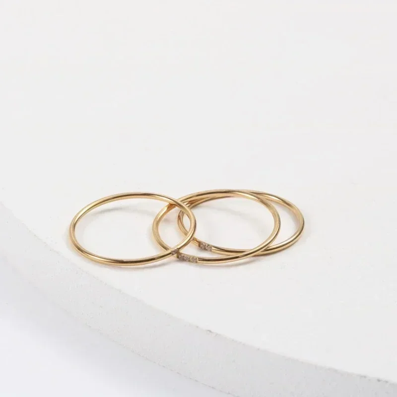 Stainless Steel Minimalist Thin Rings for Women Wedding Brilliant Cubic Zircon High Quality Versatile Female Finger Ring Jewelry