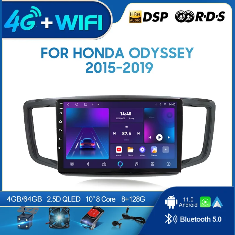 Car radio fit For Honda Odyssey 2015-2019 Android Car Radio Multimedia Video Player GPS Navigation 4G Carplay car accessories