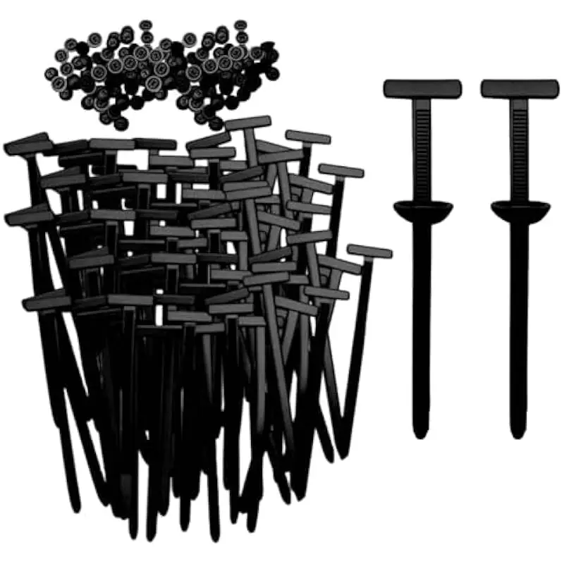 20/50/100PCS Nylon Universal Cable Tie Buckle,Heavy Duty Self-Locking Nylon Zip Ties Holder,UV Resistant Black Zipties