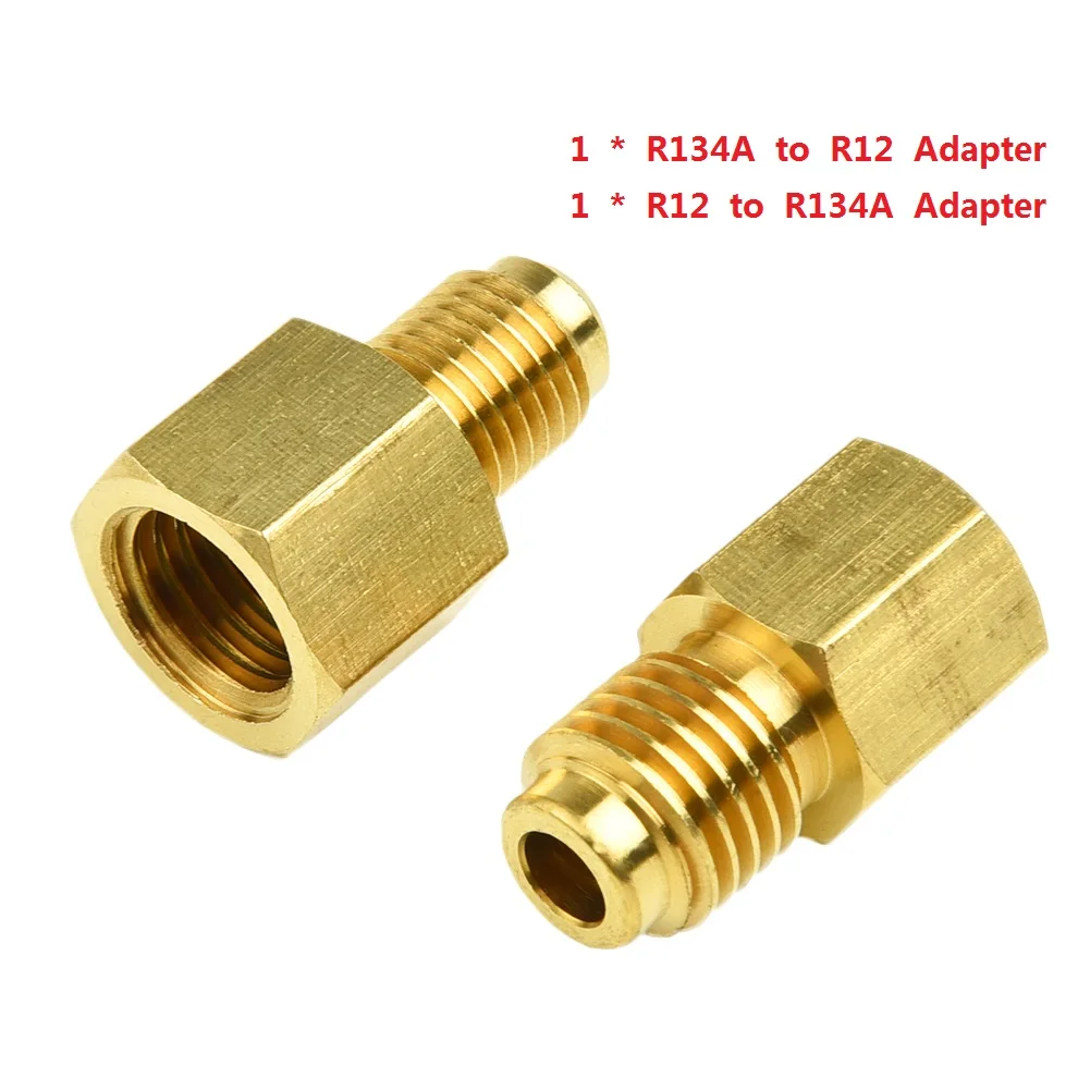 2xR12 To R134a R134a To R12 Adapter Kits 1/4 Female Flare 1/2 Acme Male Car Air Conditioner Adapter Safety Valve