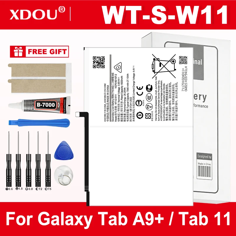 

Совершенно новая сменная батарея WT-S-W11 7040 мАч для Samsung Galaxy Tab A9+ / Tab 11 SM-X210, батарея для планшета + инструменты