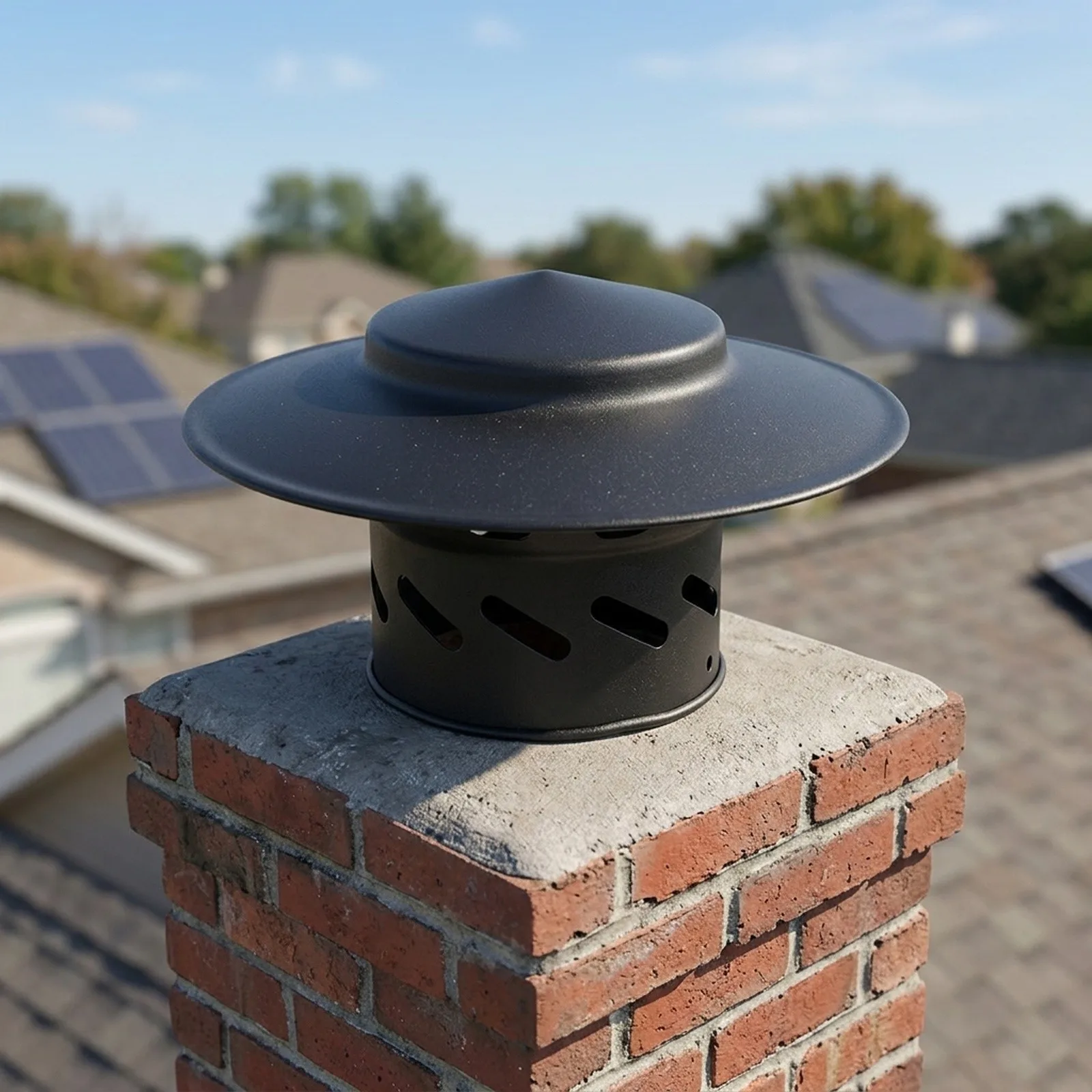 Conical Chimney Guard Stainless Steel Chimney Cap 304 Stainless Steel Construction For Wood Burning Stoves Black