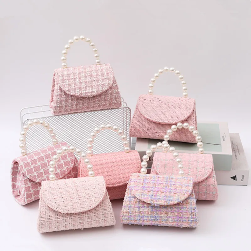 New princess bag purse for girls Hot selling mini bag pink toddler purses and handbags Woolen yarn shoulder bag  purses and han