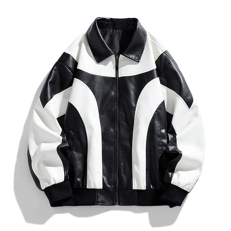 

Two Tone PU Leather Jacket Men's Fashion Lightweight Jacket​