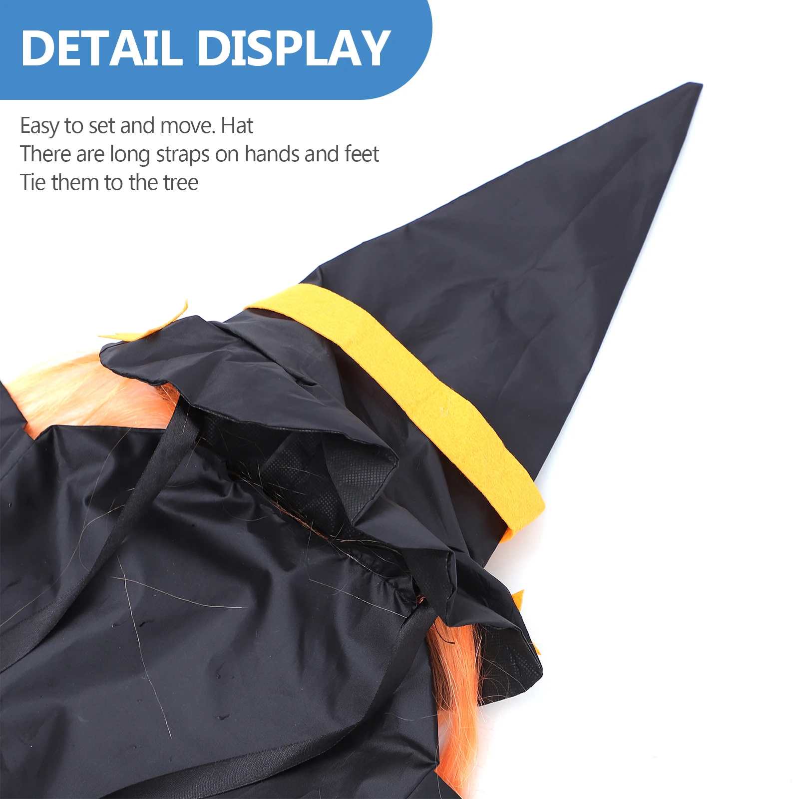 

Halloween Witch Hugging Tree Outdoor Decoration Bright Orange Hair Classic Hat Broom for Garden Yard Funny Creative Halloween