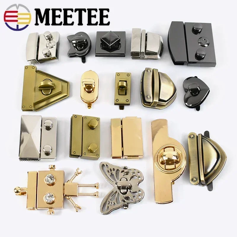 2Pcs Metal Bag Spring Lock Snap Women Handbag Twist Turn Buckle Decorative Closure Clasps DIY Replacement Hardware Accessories