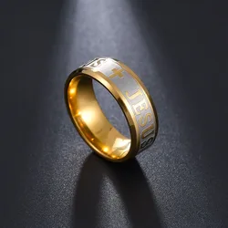 Stainless Steel 8mm Religious Jesus Cross Ring Russian God Save Us Band Rings For Men Women Christian Jewelry