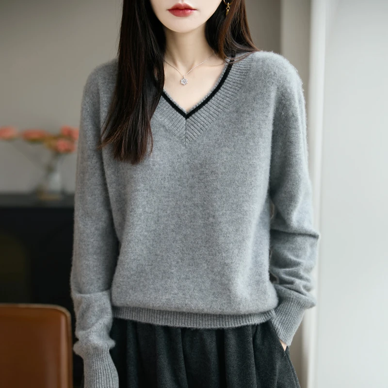 

Women O-Neck Sweater 100% Merino Wool Pullover Spring Autumn Winter Long Sleeve Basic Shirt Cashmere Knitwear Female Clothes Top