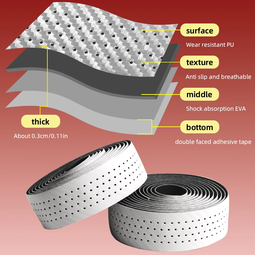 MOTSUV-Correa para manillar de bicicleta, transpirable, absorbente de golpes, cinta para manillar de bicicleta de carretera, cinta ar, accesorios antideslizantes de PU + EVA