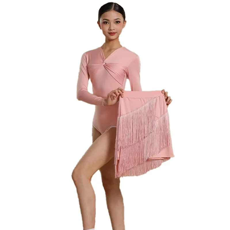 

Pink Latin american Dance Costume Girls Dress Tango Chacha Rumba Performance Suit Kids Practice Clothes samba dancewear ballroom