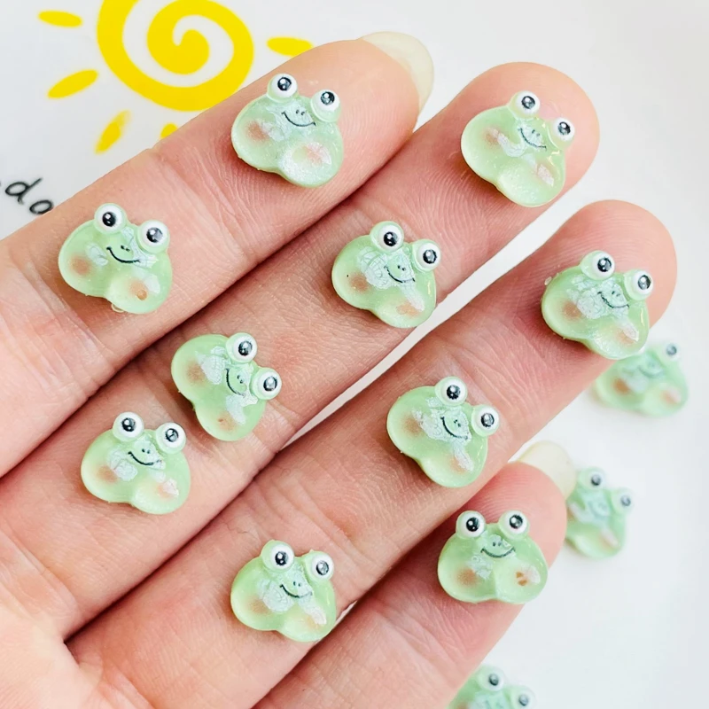 50 Pcs New 9*11mm Cute Mini Animal Frog Resin Figurine Crafts Flatback ManicureOrnament Jewelry Making Hairwear Accessories