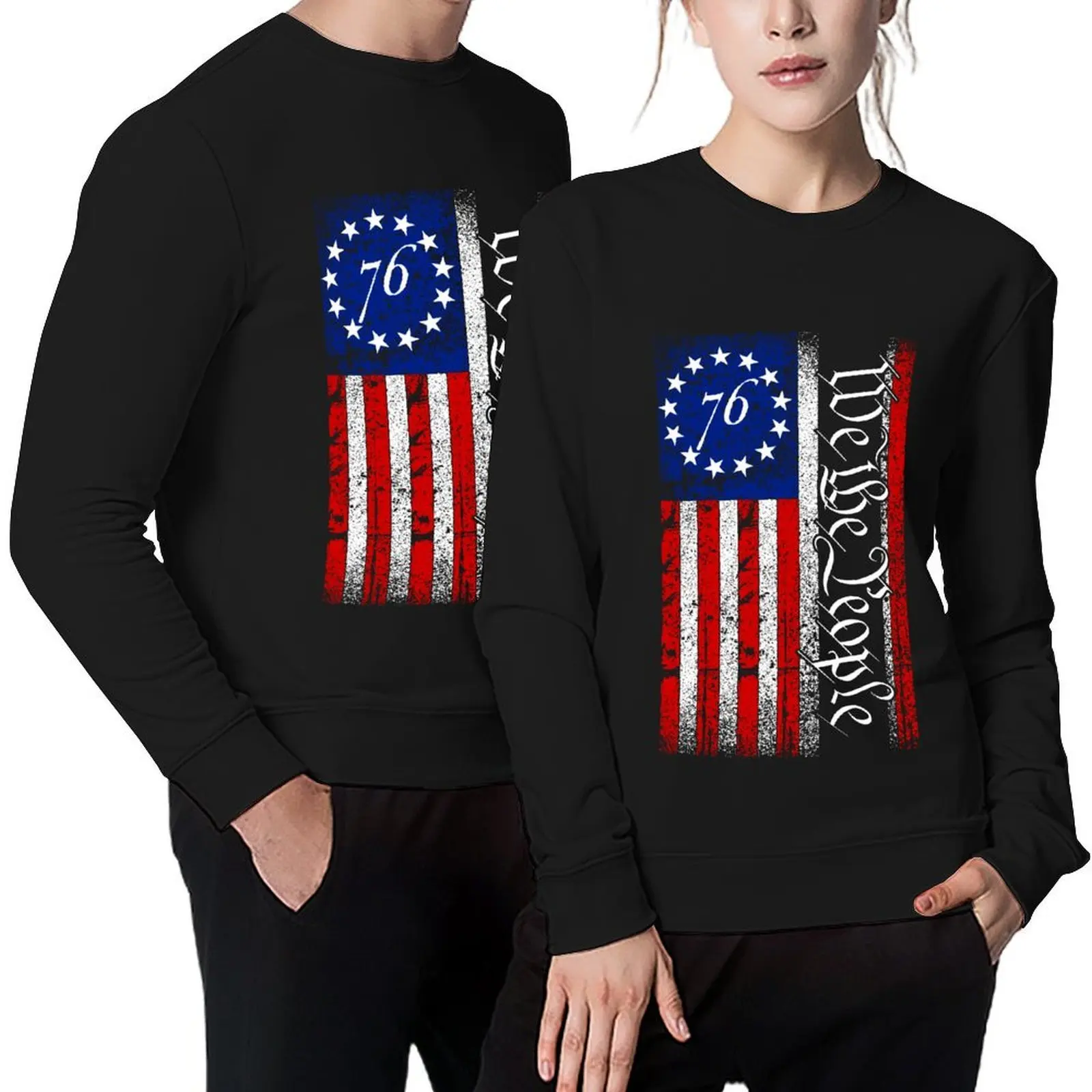 

1776 We The People American Flag Pullover anime clothing korean autumn clothes mens clothes mens clothing aesthetic sweatshirts